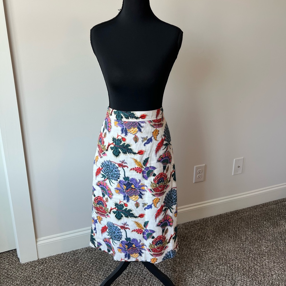 J Crew REIMAGINED| New Paisley Floral Trumpet Skirt Colorful Size 14 - Picture 2 of 10
